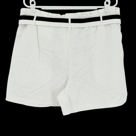 Sofia Vergara Jeans Women's Linen Blend High Rise Belted White Shorts Size 16 NW - Picture 2 of 11
